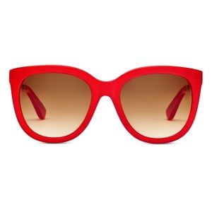 Translucent red oversized women's sunglasses